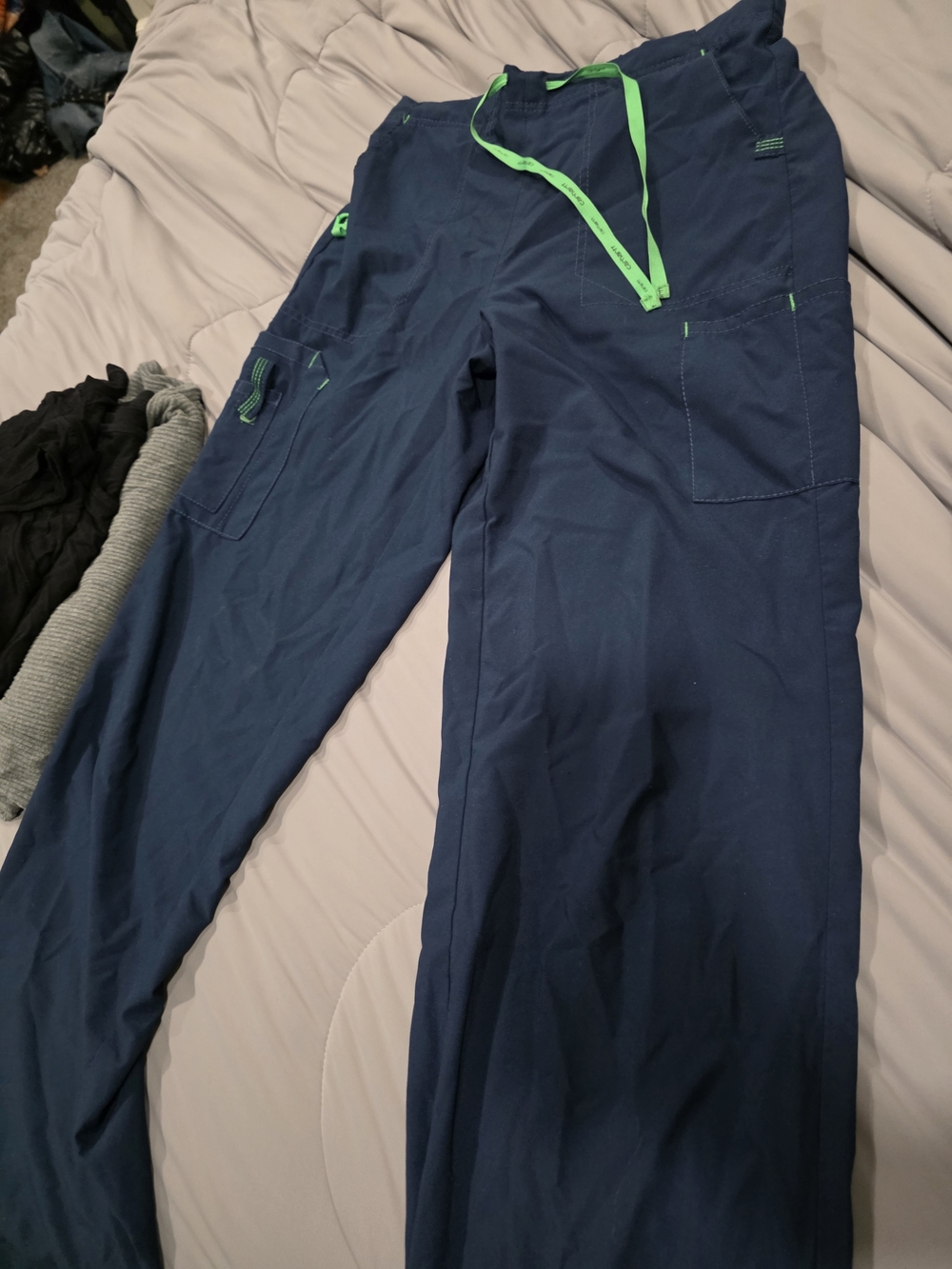 Womens Navy Jogger Nurse Pants with Lime Drawstring